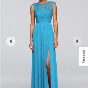 David’s Bridal Long Bridesmaid’s Dress In Malibu f19328